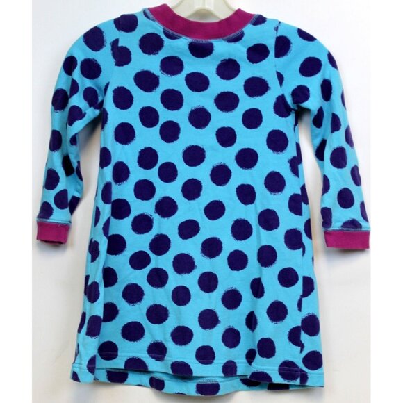 Hanna Andersson Blue Purple Polka Dot Girls Dress Sz 110 US 5 Long Sleeve - Picture 4 of 7